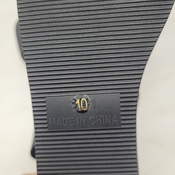 J/Slides Sandals 10 Black Wedge Platform Slingback Slides Chunky Strappy 90s NEW - Picture 10 of 12